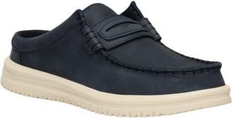 Hey Dude Wally NXT Leather Loafer Mule in Black/Wood Ash at Nordstrom, Size 10