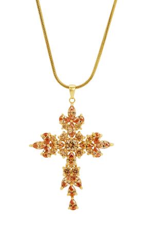 Savvy Cie Jewels CHAMPAGNE CZ MARQUISE X LARGE CROSS