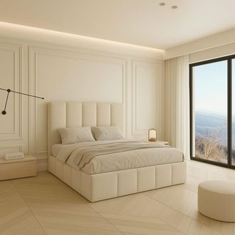 Colch&oacute;n Morfeo Canap&eacute; abatible tapizado beige con relieve, 90x190 cm