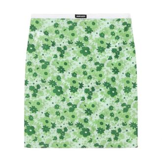 Miu Miu Short Skirts, female, Green, Size: XS Stretch Fabric Midi Skirt