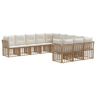 vidaXL Conjunto De Sof&aacute;s De Exterior Natural Y Crema Poli&eacute;ster Vidaxl