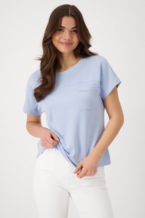 Monari Sweatshirt MONARI Sweatshirt Basic Kette, Damen, Gr. 42, blau, Sweatware, Obermaterial: 52% Modal, 42% Polyester, 6% Elasthan, regular fit normal, Run