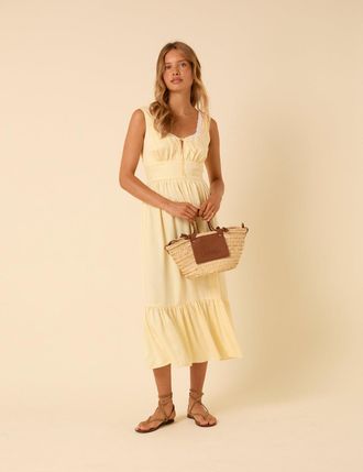 Nobody's Child Butter Yellow Heather Midi Dress