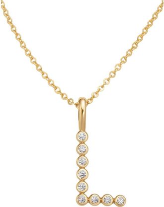 Made by Mary CZ Poppy Initial Necklace in Gold Vermeil Initial L at Nordstrom
