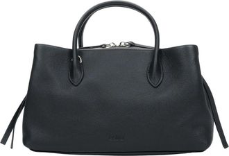 Estro & Luminara Echte Leren Handtas van Gekorreld Leer - Dames - Handtassen - Zwart - ONE Size - Leer - Tassen