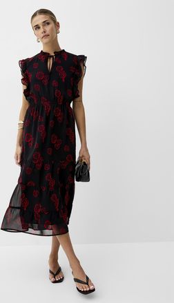 Icone Womens Sheer chiffon ruffled-collar midi dress