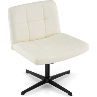 Costway Costway - Sedia da Ufficio a Gambe Incrociate, Sedia Scrivania con Seduta a u Spaziosa, Sedia Girevole per Casa e Ufficio, senza Ruote e Braccioli