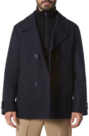 Andrew Marc Danton Water Resistant Peacoat in Blue Heather at Nordstrom, Size X-Large