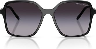 A|X Armani Exchange 53mm Butterfly Sunglasses in Shiny Black /Grey at Nordstrom