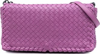 Bottega Veneta Pre-owned Womens Nappa Intrecciato Dahlia Clutch Crossbody - Purple Leather - One Size