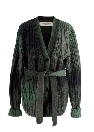 Golden Goose Green Alpaca and Wool Blend Belted Cardigan Size S
