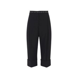 Elisabetta Franchi Pantalone Cropped - Dames - Vrijetijds broeken - Zwart - S - Leer - Broeken