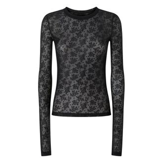 Pinko Pinko, Tops, Dames, Zwart, S, Tule, Transparante Flock Top