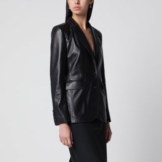 Tagliatore Black single-breasted leather jacket