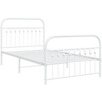 vidaXL Estructura Cama Sin Colch&oacute;n Con Estribo Metal Blanco 100x200 Cm Vidaxl