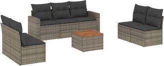 vidaXL Vidaxl - Set De Sof&aacute;s De Jard&iacute;n 8 Pzas Y Cojines Rat&aacute;n Sint&eacute;tico Gris