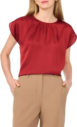 Vince Camuto Shirred Satin Top in Wine at Nordstrom, Size Xx-Large