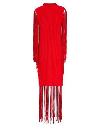 8 by YOOX WOOL BLEND SLEEVELESS MIDI DRESS WITH FRINGES