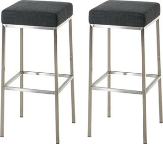 Clp Clp - Set De 2 Taburetes Montreal En Tela Altura 80 Cm Gris Oscuro Acero Inoxidable