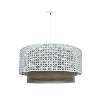 Wonderlamp L&aacute;mpara colgante blanca con rat&aacute;n natural