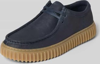 Clarks Bootsschuhe aus beschichtetem Leder Modell Torhill in Marine, Gr&ouml;&szlig;e 41