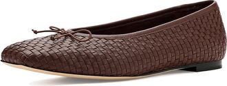 Vince Darla Weave Ballerina/Skimmer Womens Flat Shoes Molton Brown : 7.5 M, Leather