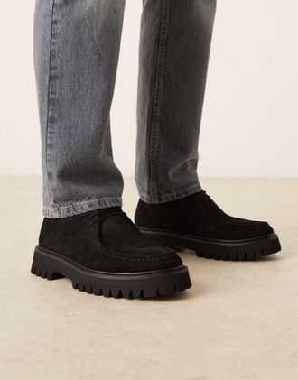 WALK LONDON Hopper - Scarpe in camoscio nere con impunture-Nero