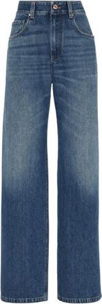 Brunello Cucinelli Indigo Blauwe Klassieke Jeans met Verborgen Sluiting - Dames - Regular Fit Jeans - Blauw - M - Katoen - Jeans