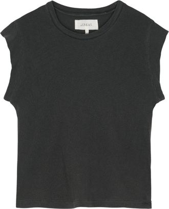 The Great. Peak Shoulder Tee - Dames - T-shirts - Zwart - S - Katoen - Tops