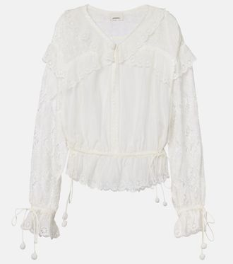 Isabel Marant Blusa Nowana de algod&oacute;n y seda bordada