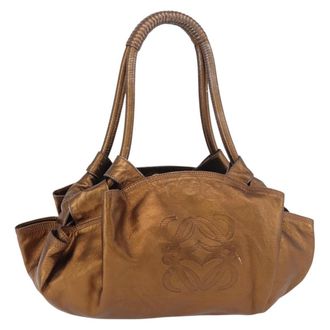 Loewe Anagram Logo Nappa Aire Hand Bag Leather Gold Leather Handbag (Pre-Owned)