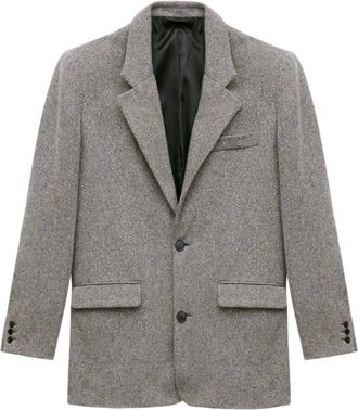 Isabel Marant Fahar herringbone blazer - men - Wool/Polyamide/Other fibres/Viscose/Cotton - 46 - Black