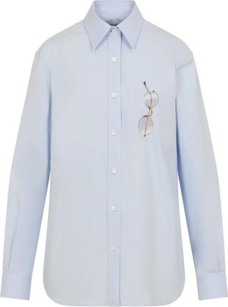 Moschino Cotton Shirt - Dames - Overhemden - Blauw - XS - Katoen - Overhemden