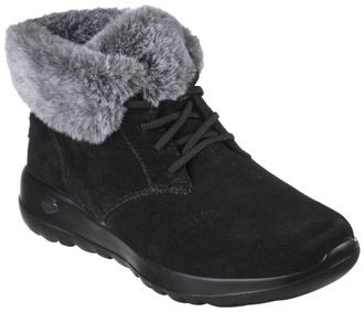 Skechers Winterboots SKECHERS ON-THE-GO JOY - PLUSH DREAMS, Damen, Gr. 35, schwarz (schwarz, grau), Leder, Schuhe Winterboots, Winterschuh in bequemer Form