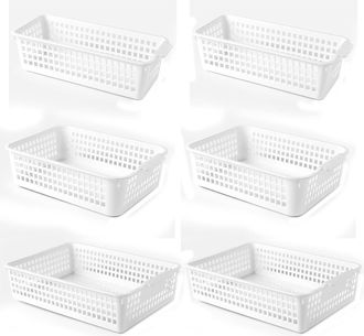 OEM Juego De 6 Cestas De Almacenamiento, De Pl&aacute;stico De Polipropileno, De Tama&ntilde;o Variable, Para Cocina Y Ba&ntilde;o