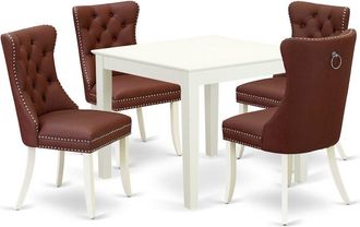 East West Furniture 5 Piece Dining Room Furniture Set Consists of a Square Kitchen Dining Table