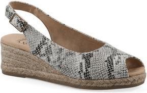 White Mountain Maize Slingback Wedge Sandal in Black White Fabric at Nordstrom Rack, Size 8.5