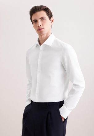 Seidensticker Businesshemd SEIDENSTICKER Schwarze Rose, Herren, Gr. XXL (45), verl&auml;ngerte &Auml;rmell&auml;ngen, weiss (wei&szlig;), 100% Baumwolle, unifarben, tailored fit, 2-Knop