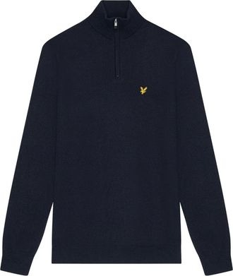 Lyle & Scott Truien & Vesten, Heren, Blauw, XS, Wol, Gebreide Merino Blend Quarter Zip Pullover