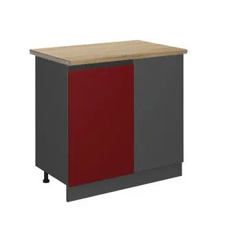 Vicco Armario De Esquina R-line, Rojo, 86 Cm, Et Roble