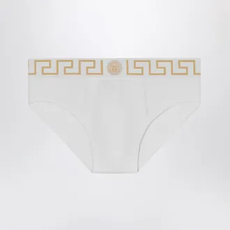 Versace White Briefs With Greca Border