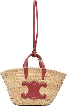 Celine Pre-owned Celine Small Raffia Cuir Triomphe Classic Panier Tote Ladies F-AN-1222