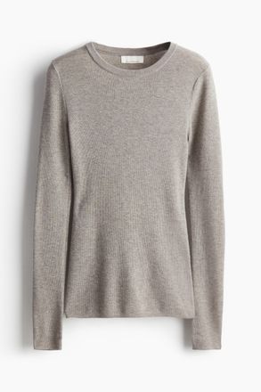 H&M Feinstrickshirt aus Kaschmirmix - Hellgreigemeliert