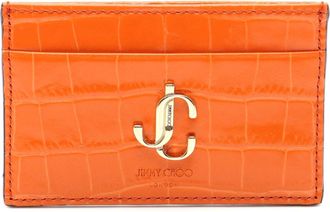 Jimmy Choo London Croc Embossed Leather Card Case