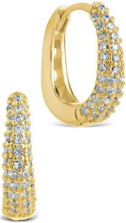 Sterling Forever Pav&eacute; Cubic Zirconia Huggie Hoop Earrings in Gold at Nordstrom Rack