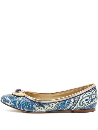 Etro paisley coated ballet flats - Blue