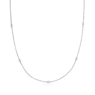 Ross-Simons Bezel-Set Diamond Station Necklace in Sterling Silver