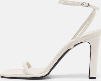 The Row White Leather Ankle Strap Sandals
