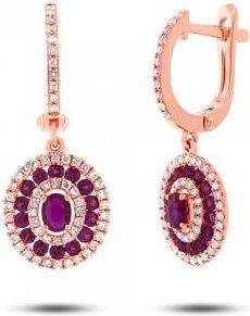 Allurez 0.45ct Diamond & 1.03ct Ruby 14k Rose Gold Earrings