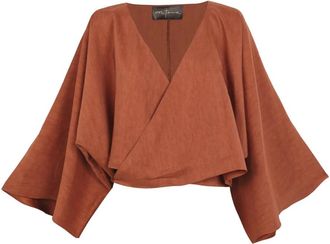 Cortana Glow- korte rode lavajas - Dames - Ponchos - Rood - L - Linnen - Jassen